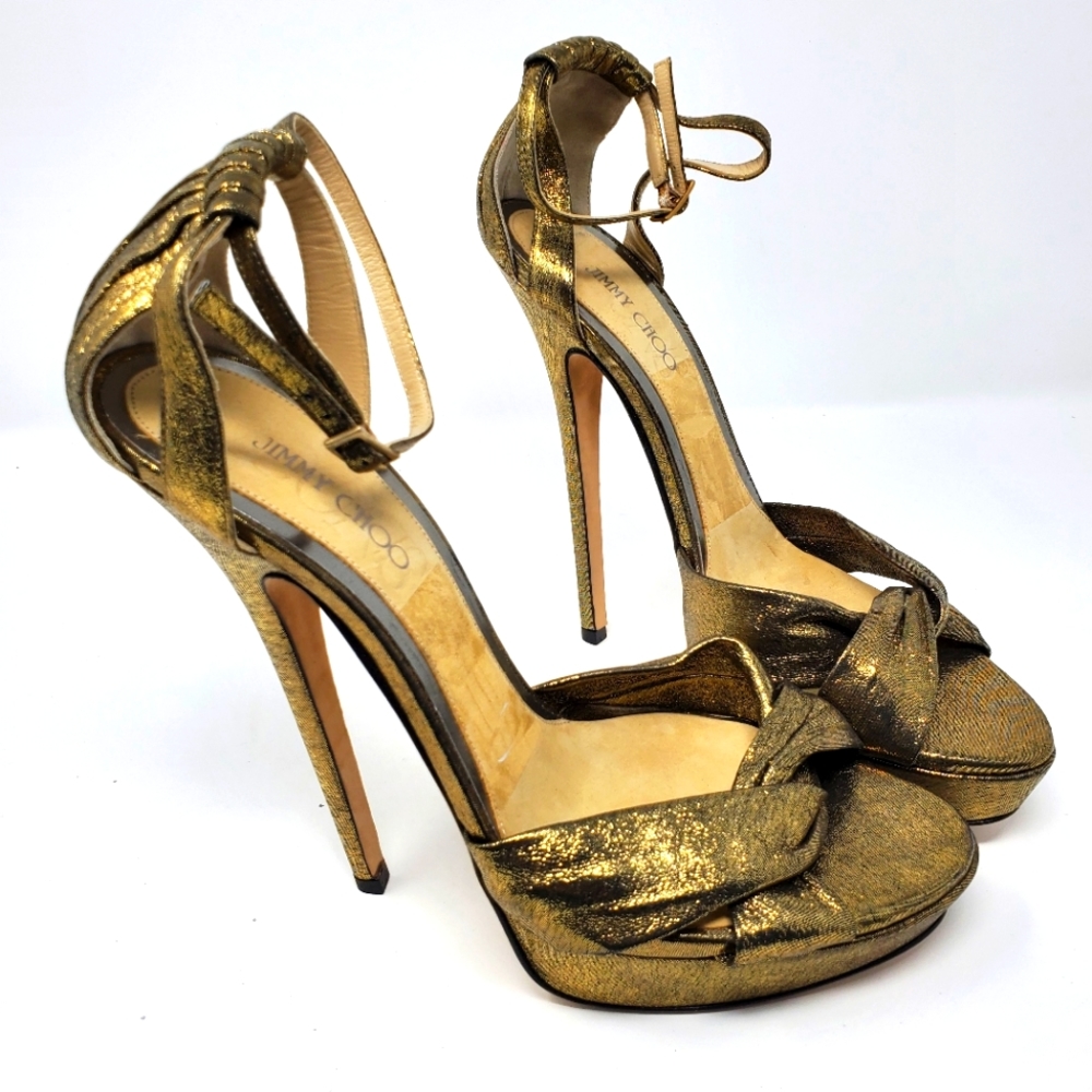 Jimmy Choo Bronze Leather Pumps